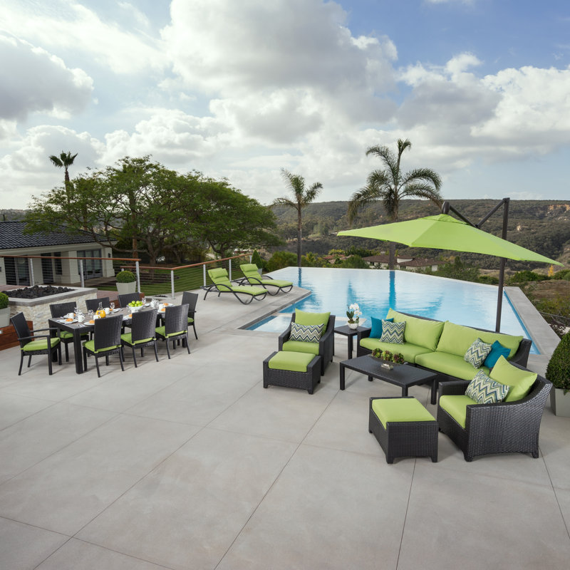 Fionnula 15-Person Patio Seating Set with Cushions, Canvas Ginkgo Sunbrella® Canvas