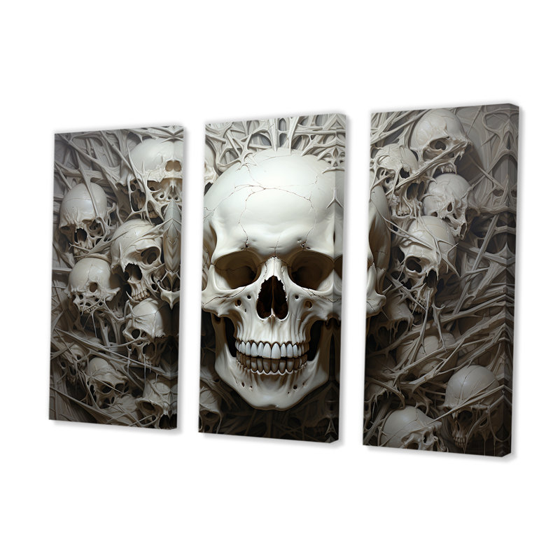 «Skeletal Elegance II», ensemble d'art mural crâne, H 32 po x l 48 po x P 1 po
