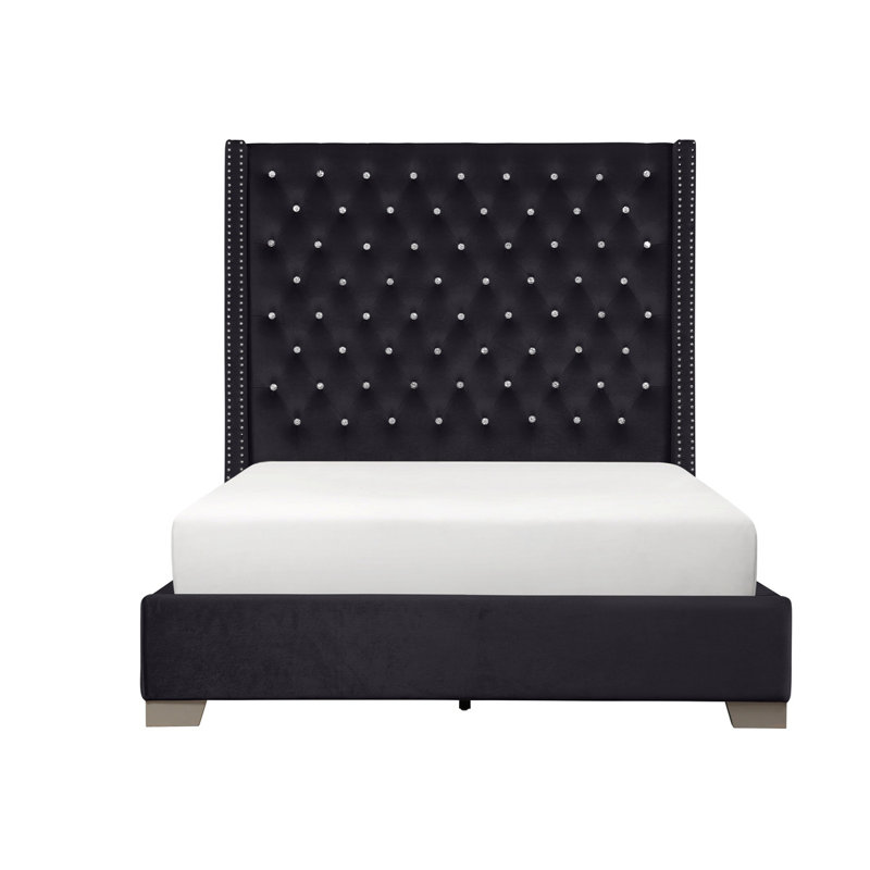 Harley-Rose Upholstered Platform Bed, King, Black