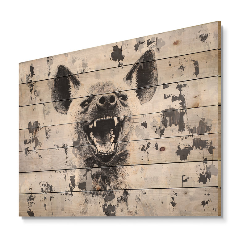 Décoration de chasse rayée Hyena Call II - Zèbre en bois animal sur bois de pin naturel, H 34 po x l 44 po