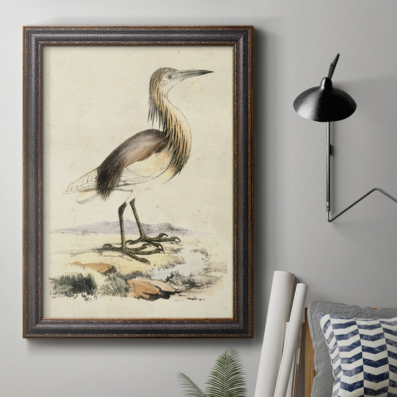 Antique Heron I, toile encadrée de qualité supérieure - prête à être accrochée, H 20 po x l 16 po x P 2,5 po