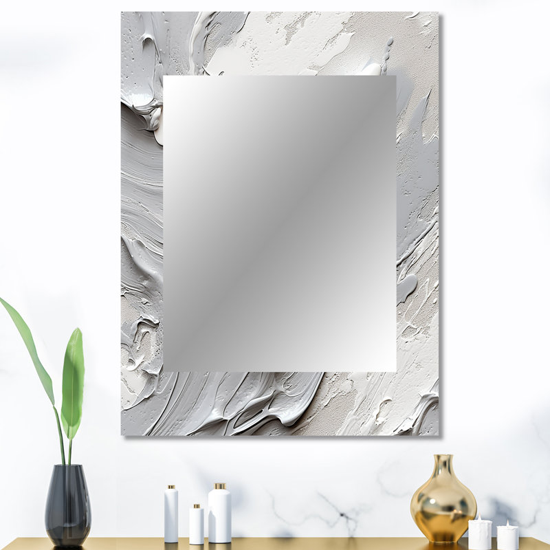 Grey and Cream Harmony In Chaos I - Abstract Unique Wall Mirror, Gray Mirror, Printed Metal Art, 40" x 30"