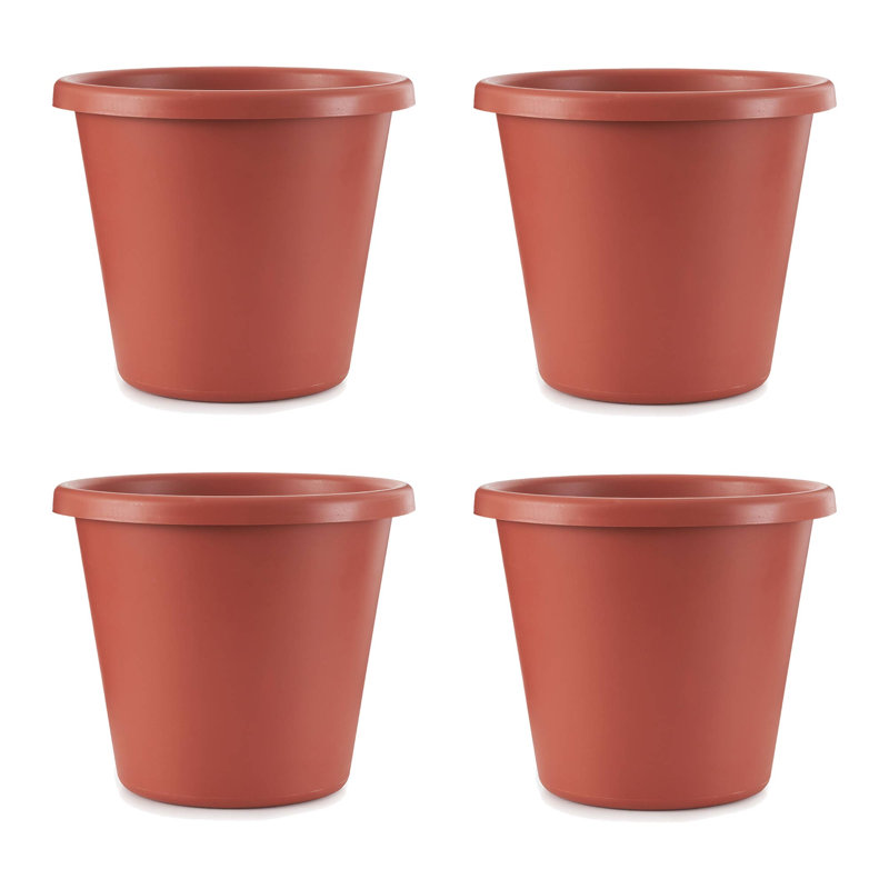 Pot à fleurs en plastique Abelina, Terre cuite, H 11 po x l 14 po x P 14 po