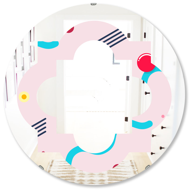 Miroir mural moderne à motif géométrique abstrait quadrilobe III, 23,6 po x 23,6 po