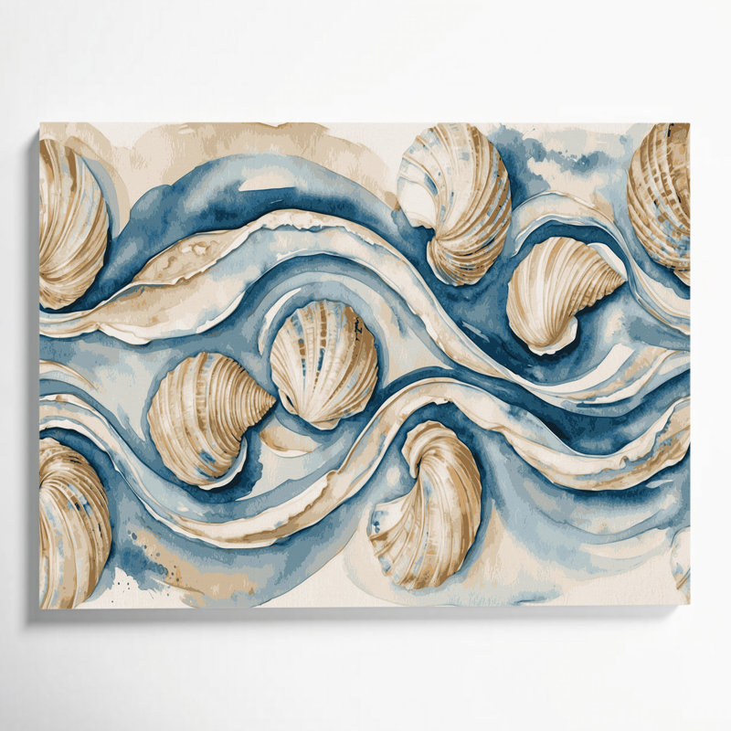 Bordure de coquillage bord de mer beige, H 12 po x l 18 po