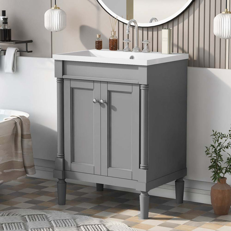 18'' Single Bathroom Vanity with Sink, Gray