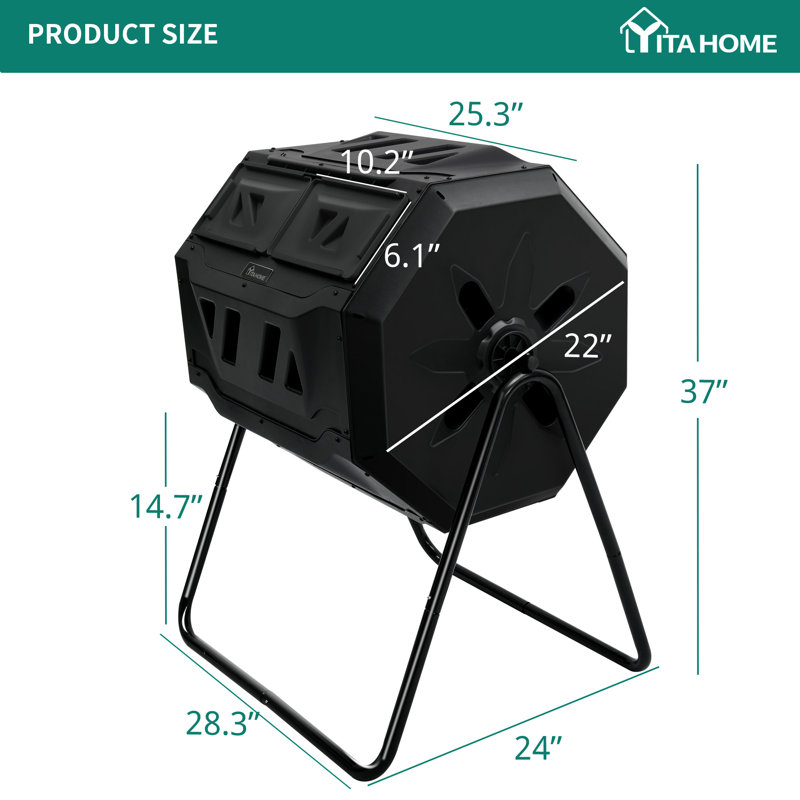 43 gallons Composteur en plastique pour l'extérieur, Noir