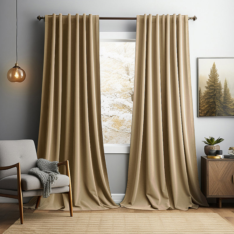 Lauier Velvet Blackout Curtain Pair, 52" W x 96" L, Amber