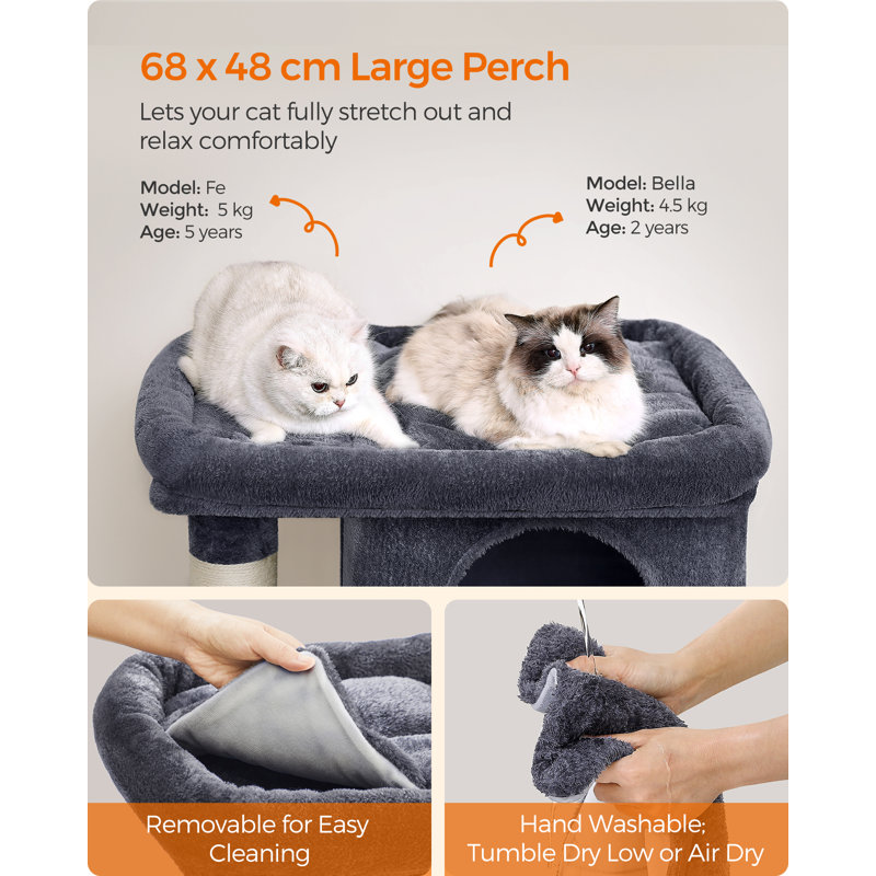 101cm H Cat Tree, Smoky Grey