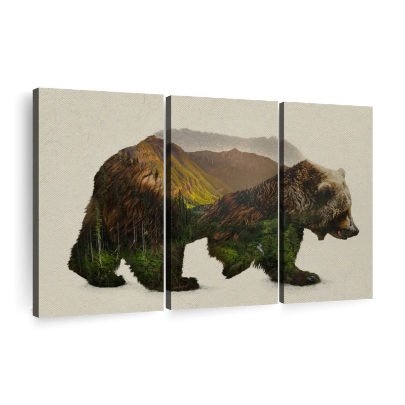 «North American Brown Bear», 3 pièces, H 32 po x l 50 po