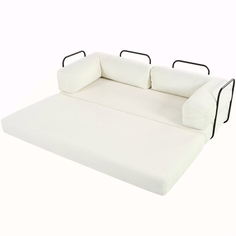 Canapé-lit modulaire en L en velours côtelé, idéal pour les salons et les appartements avec installation facile et confort