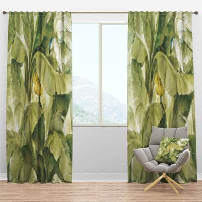 Tropical Canopy II Green - Farmhouse Curtain - Velvet Room darkening - 1 panel
