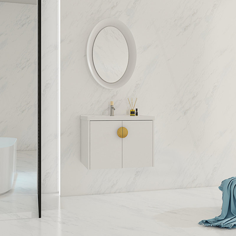 Meuble-lavabo de salle de bain avec lavabo et portes à fermeture douce