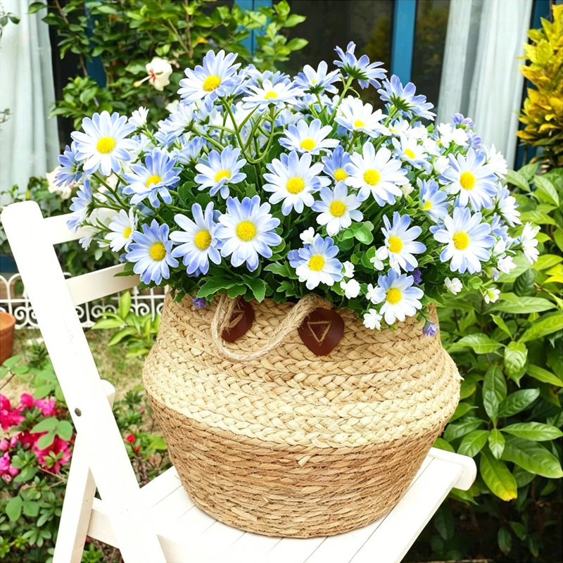 3 pièces petites marguerites Bouquet de fleurs artificielles décoration pastorale, Bleu