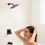 Robinet de douche noir mat moderne, garniture de baignoire et de douche avec tête de douche carrée noire à jet simple, noir mat (valve non incluse)-121048332