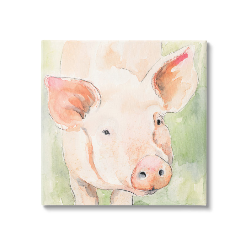«Modern Pig Portrait» par Victoria Barnes - reproduction d'art sur toile tendue, H 36 po x l 36 po x P 1,5 po