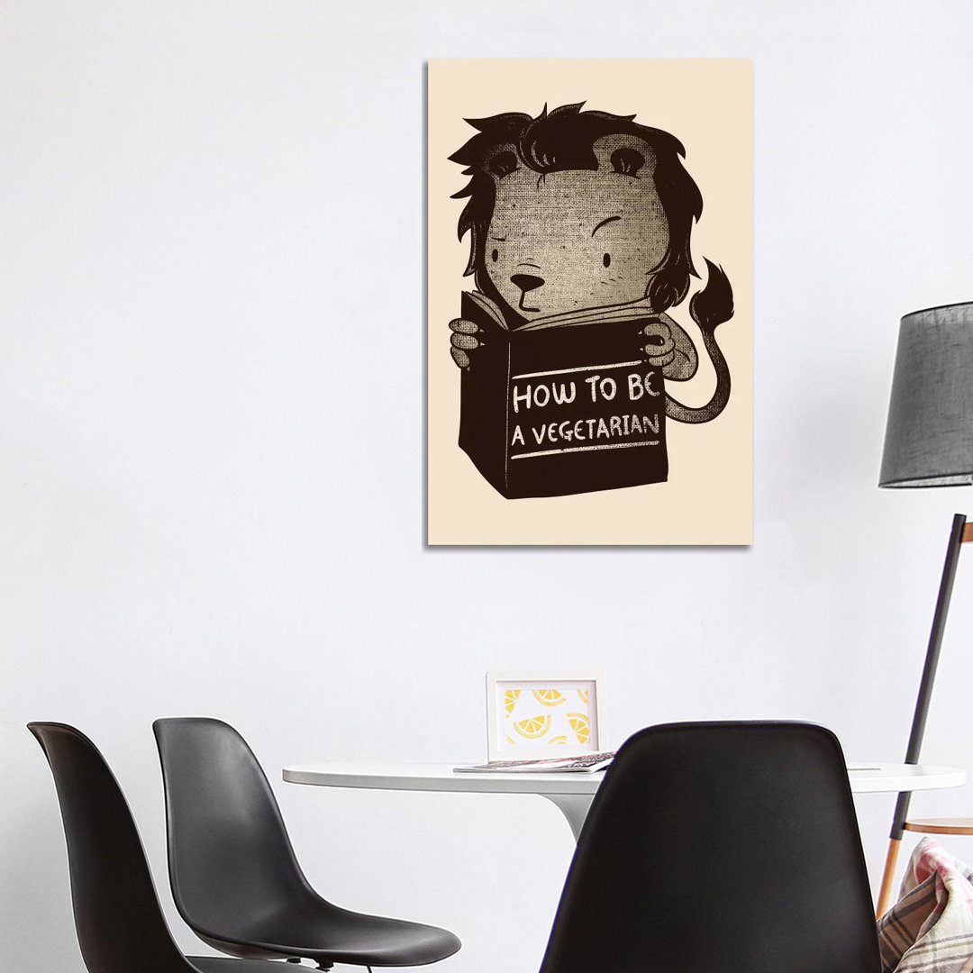 Lion How To Be Vegetarian von Tobias Fonseca - Gallery-Wrapped Canvas Giclée on Canvas