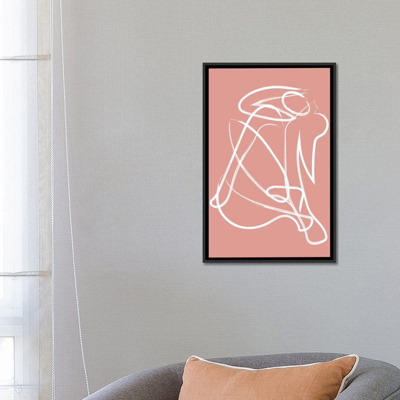 « Silhouette rose » par Mambo art studio-impression, H 26 po x l 18 po x 1,5 po, Pas de tapis, Toile avec cadre noir