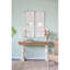Ensemble de 2 grands panneaux d'art mural en bois avec finition blanche patinée et décorations de miroir rond, 17 po x 48 po
