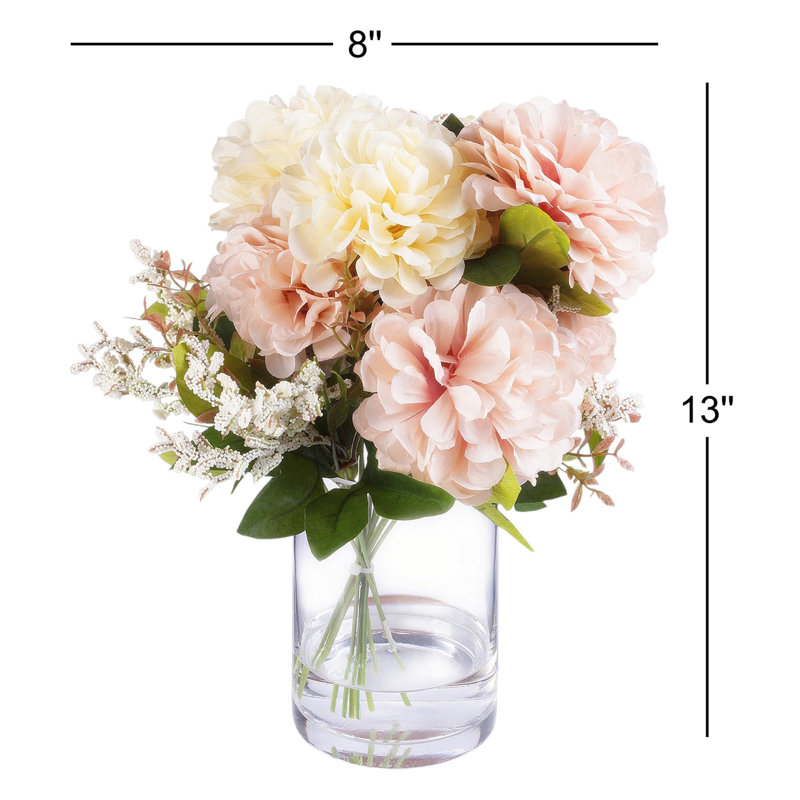 Arrangement floral dahlia dans un vase, Crème et rose
