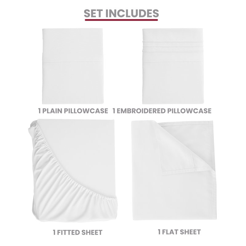 Lux Decor 6-Piece Ultra-Soft Microfiber Sheet Set Deep Pocket Fitted Sheet, Wrinkle & Fade-Resistant, Hotel Quality Bedding