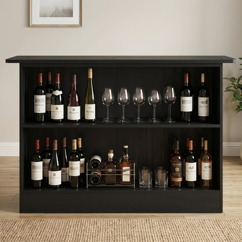 Bar Home avec tablettes à 2 niveaux, Noir