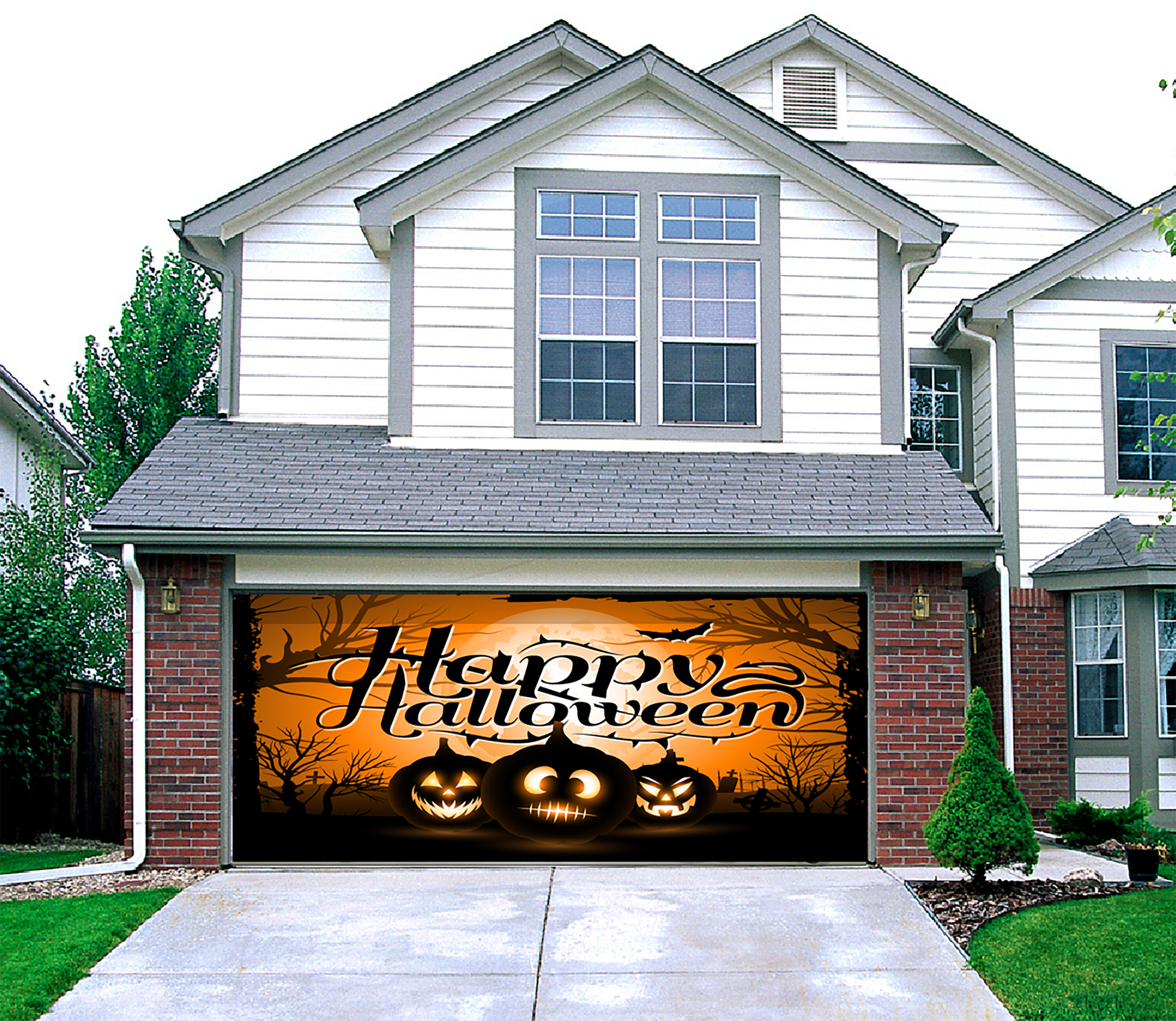 The Holiday Aisle® Happy Halloween Jack-O-Lanterns Garage Door Mural &  Reviews