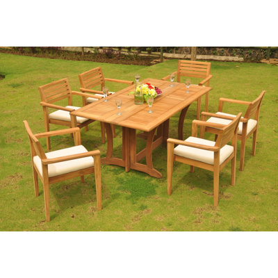 Colt 2 - Person Teak Wood Patio Dining Set with Rectangular Table