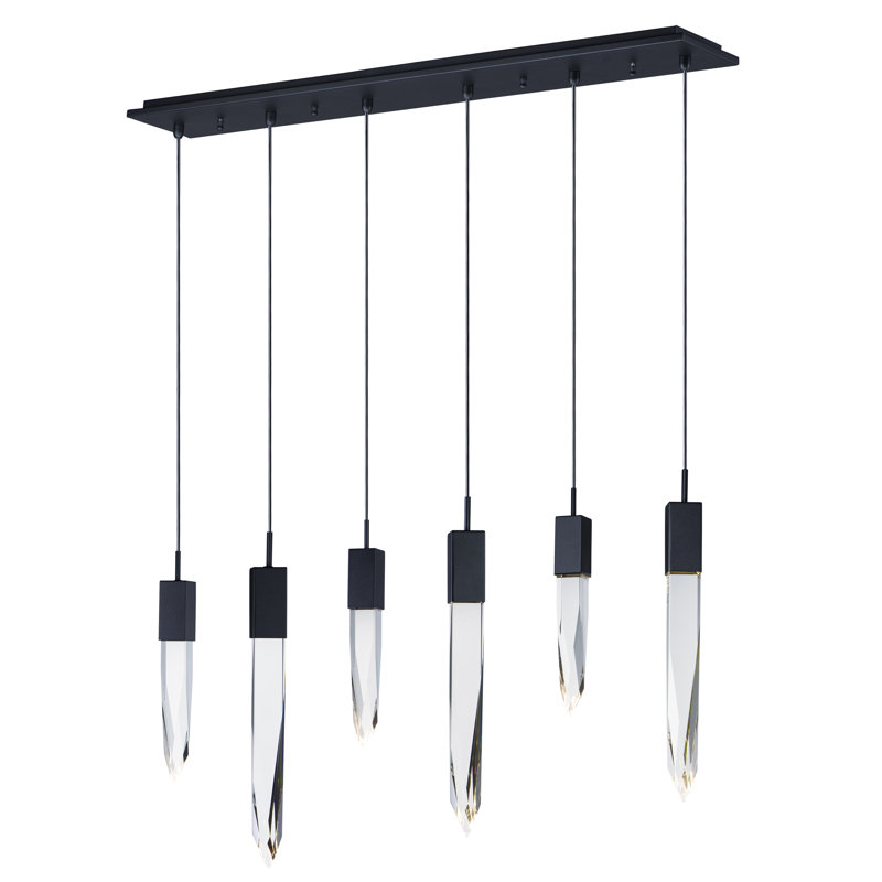 Luminaire suspendu géométrique 6 lumières pour îlot de cuisine Fleenor, Noir