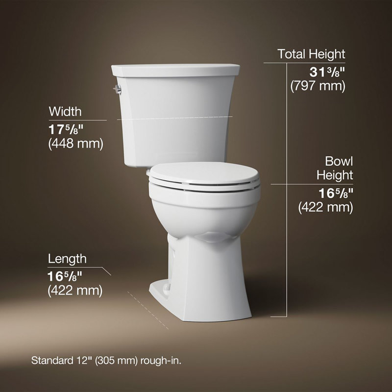 Kelston Comfort Height Two-Piece Elongated 1.28 Gpf Toilet With Continuousclean St Technology, White