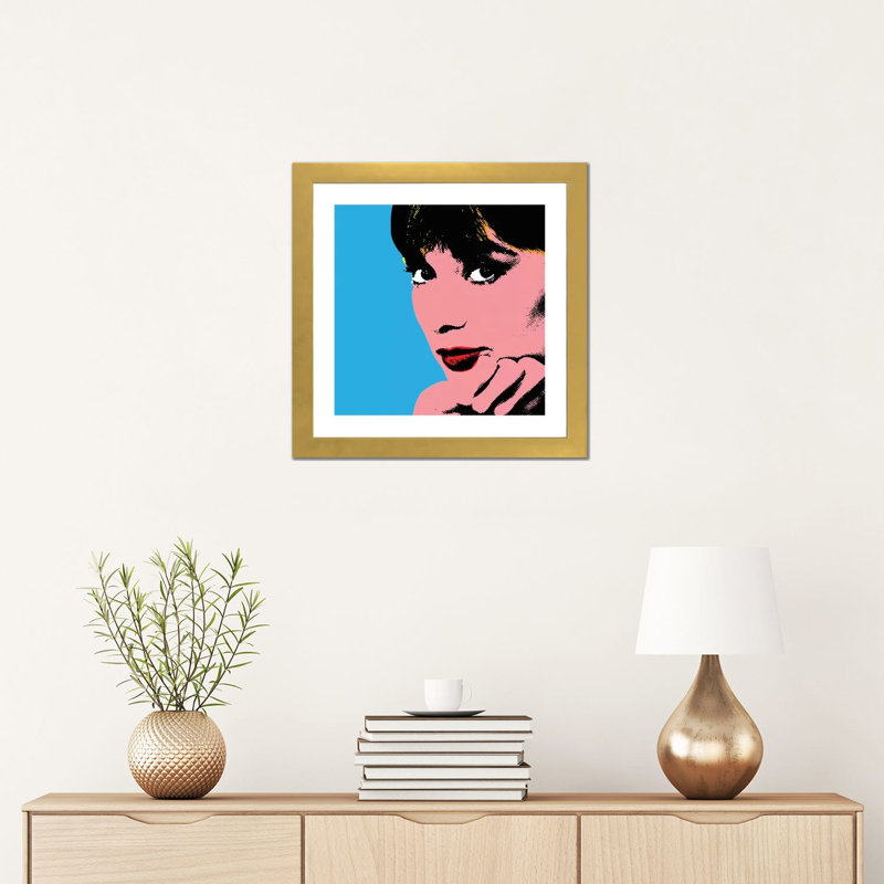 " Audrey Hepburn Blue Dots " by Radio Days, White Paper, White, 24" H x 24" W x 1" D