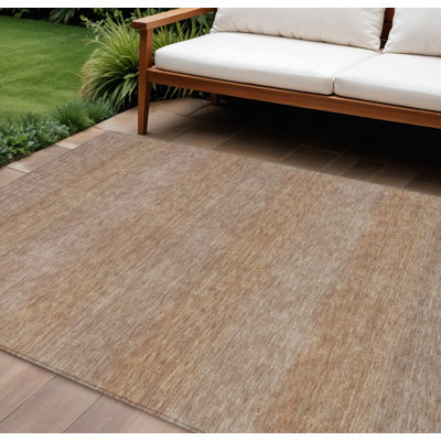 Tapis intérieur/extérieur lavable à rayures beiges et brunes, 2,74 m x 3,66 m