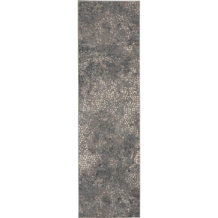 Tapis abstrait gris / ivoire / bleu Darleen