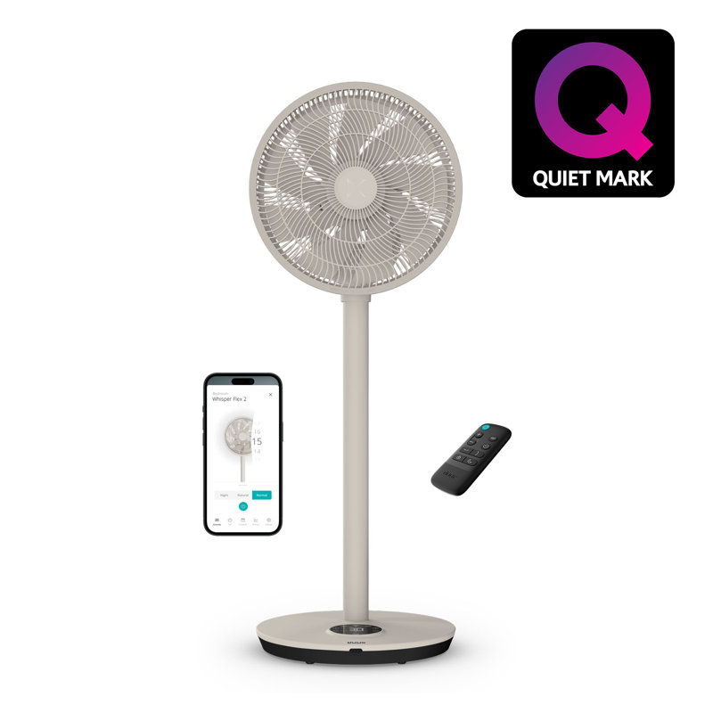 Duux Whisper Flex 2 Smart Pedestal Fan, 30 Fan Speeds, Multi-Directional Oscillation, Beige