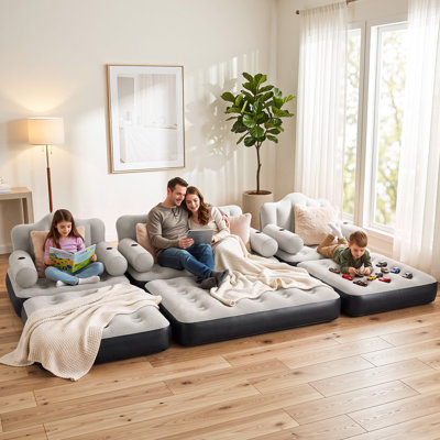 3PCS Air Sofa Bed Set with Pump, 1 Queen and 2 Twin