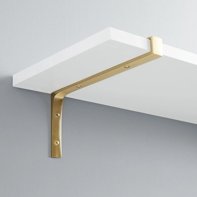 Gehler Solid Brass Shelf Bracket, 5.5" H x 10" W x 0.88" D, Satin Brass