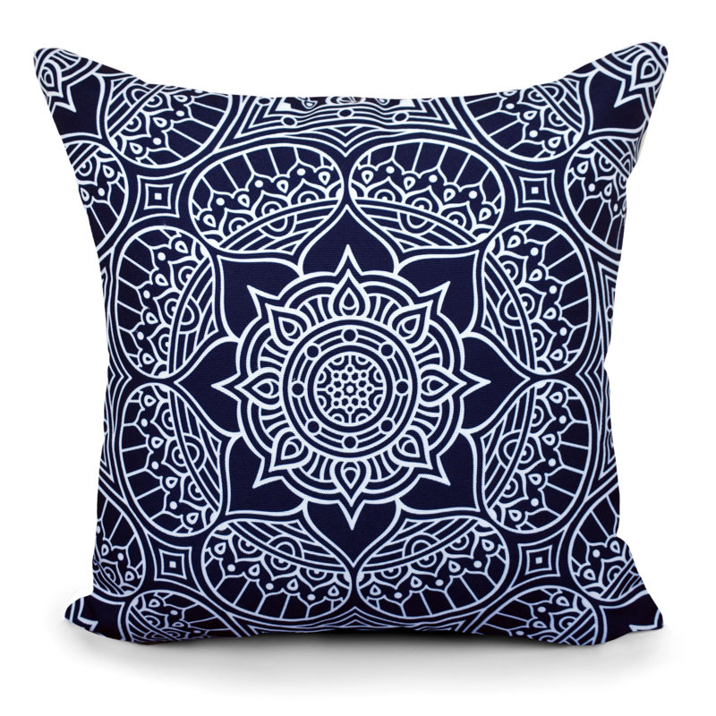 Coussin intérieur/extérieur Floral, Bleu marine
