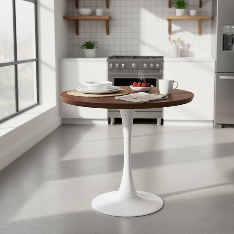 Table de salle à manger Elkton, 29.35" H x 35.43" W x 35.43" D, Noyer foncé