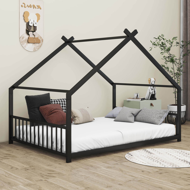 Tomita Metal House Bed, Black, Full
