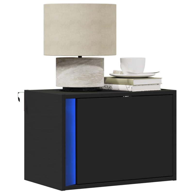 Daryana 50cm W Manufactured Wood Bedside Table, Black