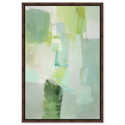 Mint Pastures I Framed Canvas Print Green Abstract Art by Art Remedy, Walnut Frame, 10 x 15