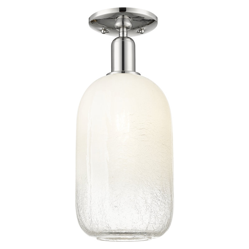 Downtown Urban - Burton - 1 Light 7" Semi-Flush Mount, Polished Nickel, Opal