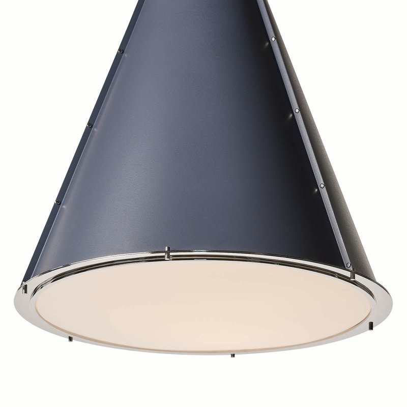 French Maid Chandelier Large, Blue, Polished Nickel