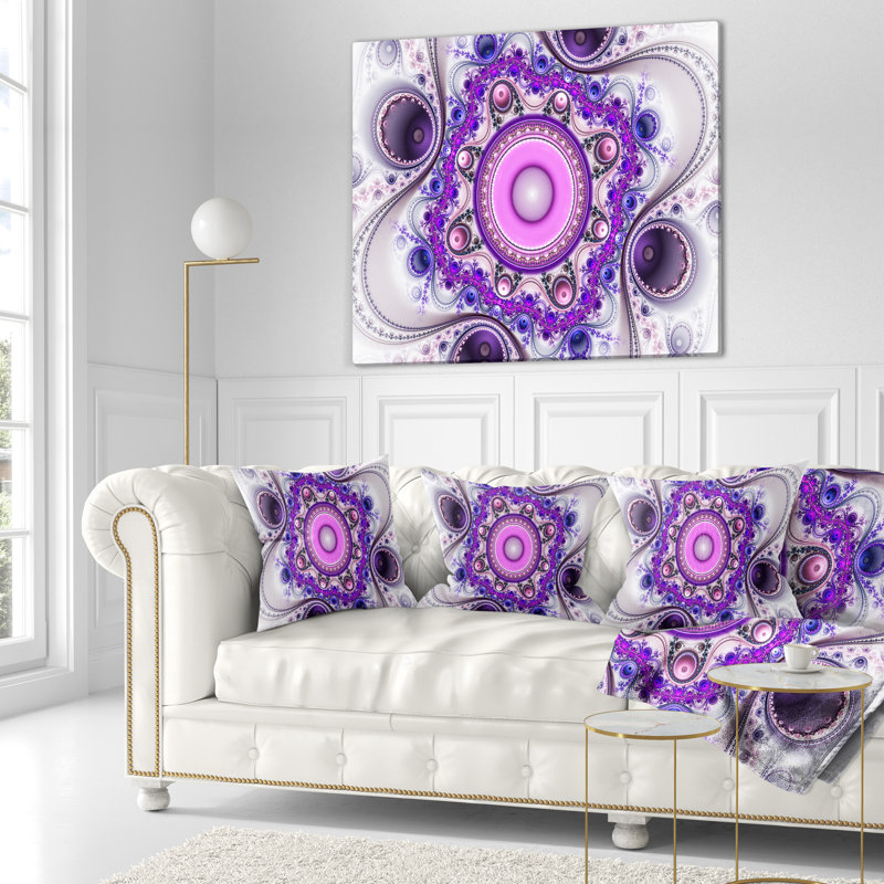 Étrange fleur avec des courbes ondulées - coussin à imprimé floral, 16 po x 1 po, Coussin décoratif