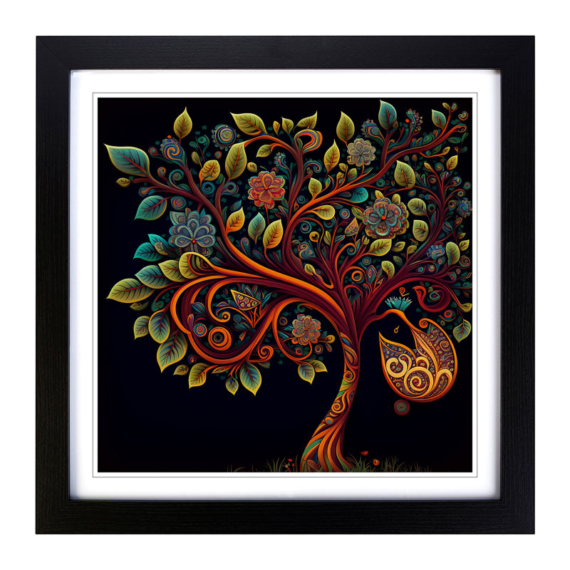 Apple Tree Paisley Art - Framed Print, Black