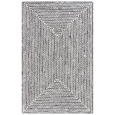 Tapis tressé 260 en noir / ivoire