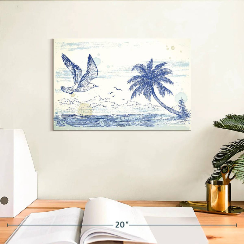 Summer Beach Drawing, 8" H x 12" W
