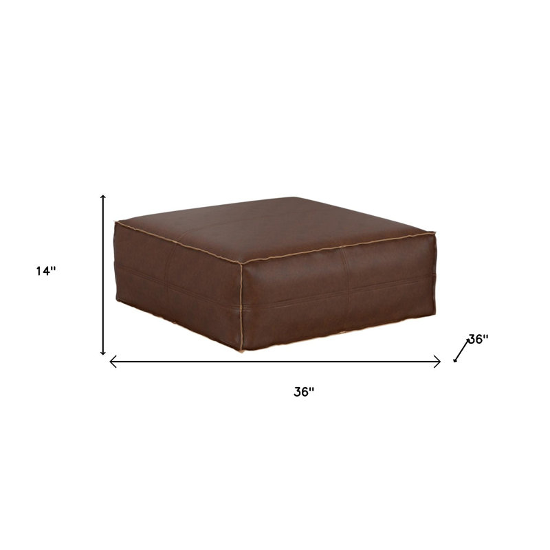 Repose-pieds 36 po en similicuir brun foncé