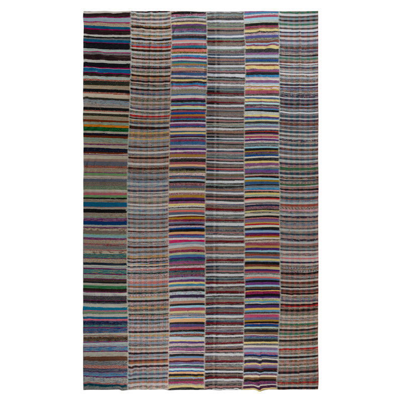 Kilim surdimensionné rétro 12,7 x 19,6 pi Tapis en coton tissé à la main. Tapis turc coloré. Taille réglable