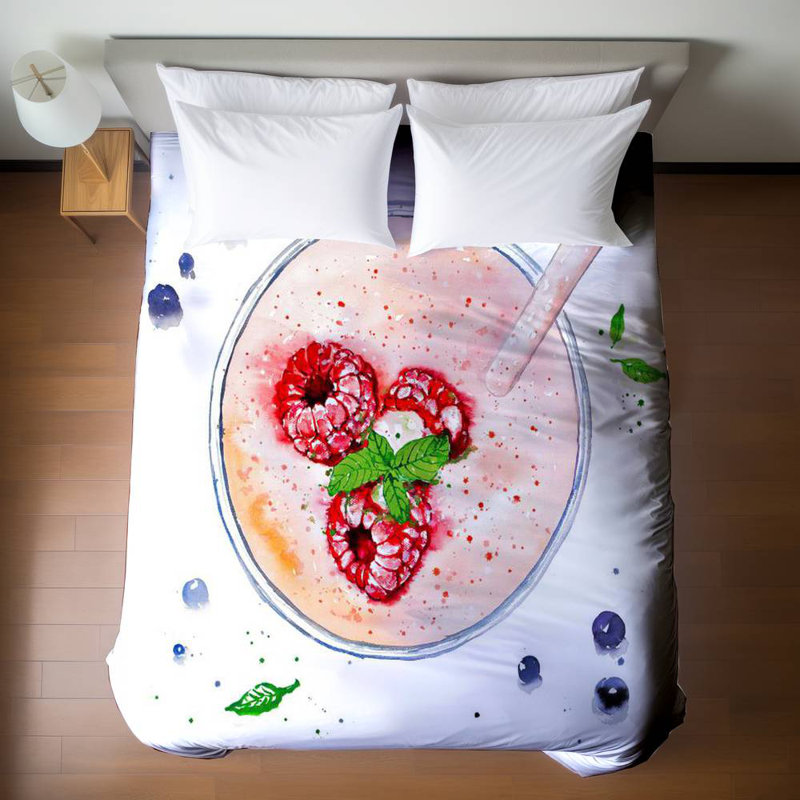Strawberry & Raspberry Smoothie Pink Kitchen Duvet Cover